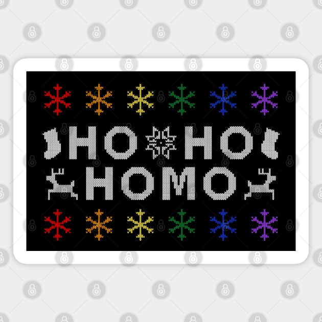 Ho Ho Homo Ugly Sweater (Rainbow) Magnet by Queerdelion